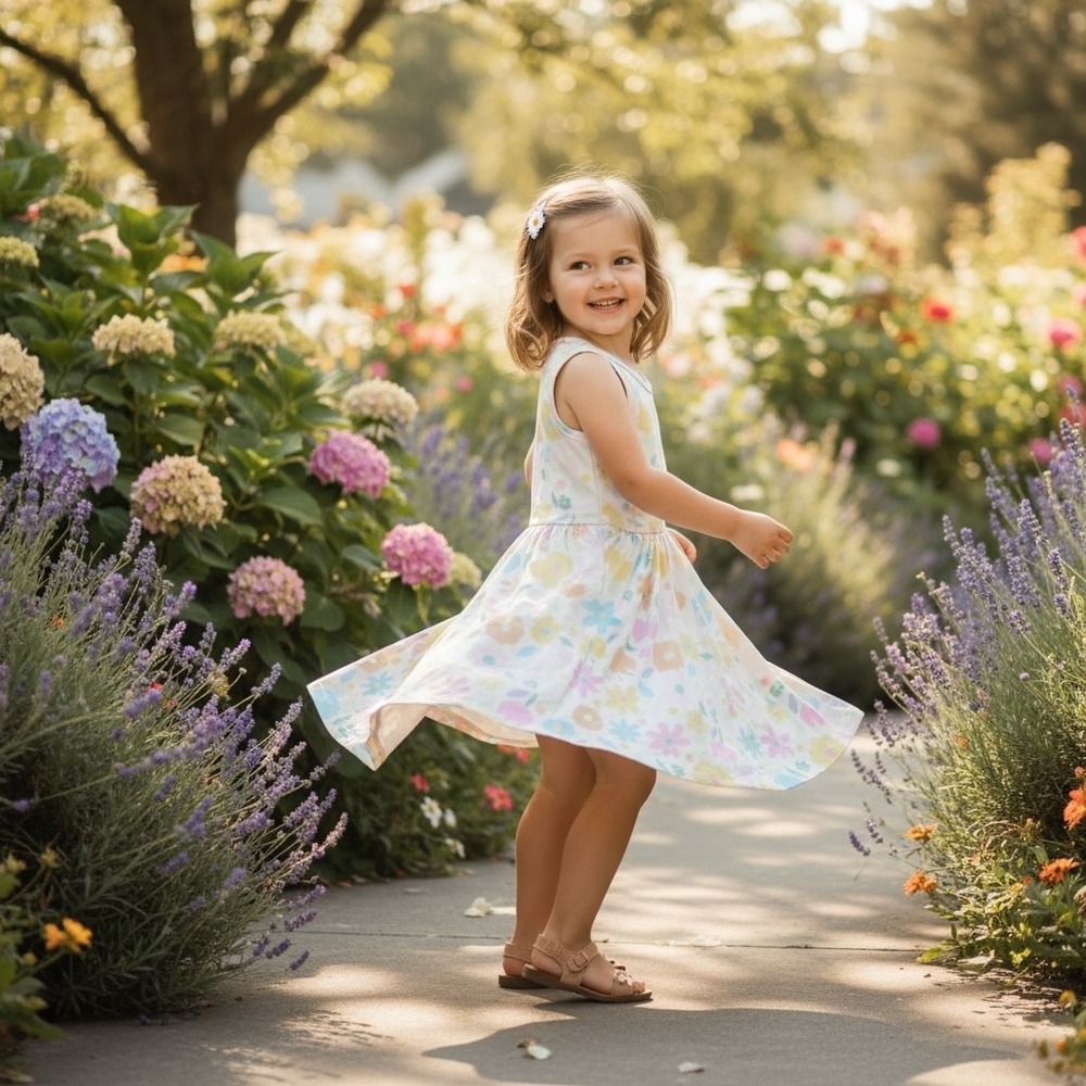 NWT Girls Pastel Floral Sleeveless Dress Elastic Waist Summer Spring Fit Flare